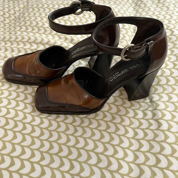 Via Spiga brown two-tone block heel, size 8/46, Made in Italy - Picture 3 of 5